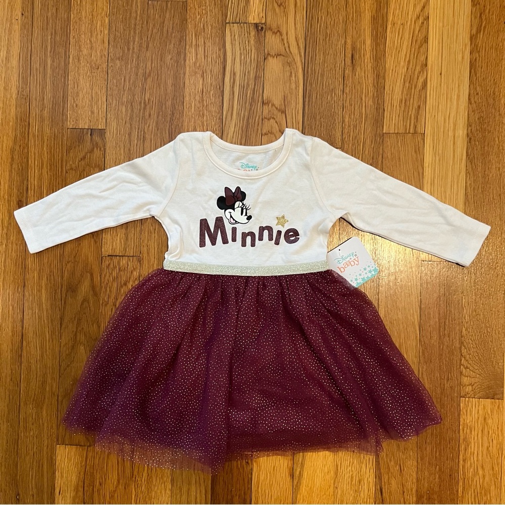 Disney Baby White Tee Dress with Minnie Design
